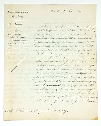 POSTES. Édouard James THAYER, Conseiller...