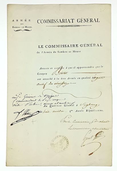 Général WATRIN. ARMÉE DE SAMBRE ET MEUSE)...