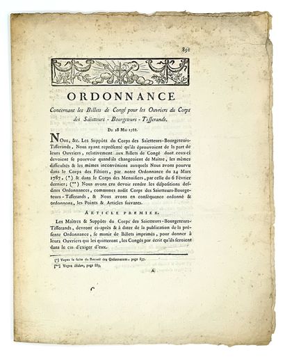 CORPORATION DES SAÏETTEURS-BOURGETEURS-TISSERANDS...
