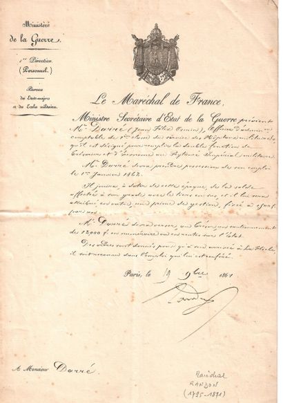 PAPIERS MILITAIRES de Mr DARRÉ (Jean-Félix-Osmin)...