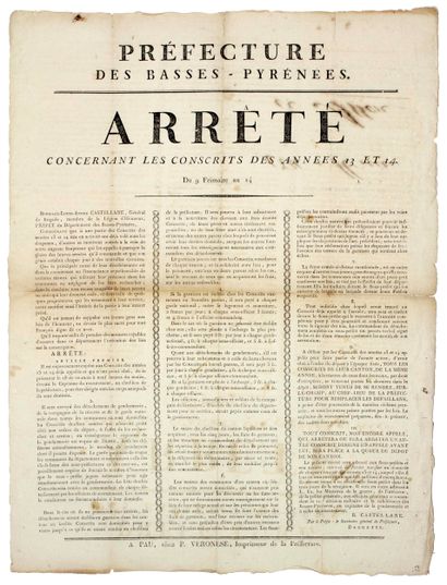 PYRÉNÉES ATLANTIQUES. 1805. “Préfecture des...