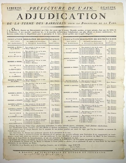 AIN. DOUANE. « Adjudication de LA FERME DES...