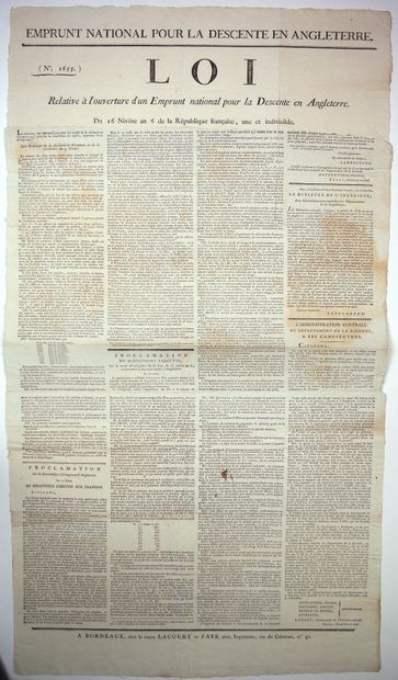GIRONDE. 1798. « EMPRUNT NATIONAL pour la...