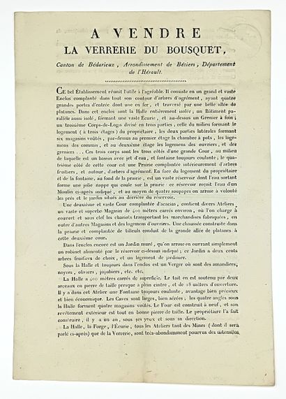 HÉRAULT. « À VENDRE LAVERRERIE du BOUSQUET,...