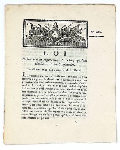 ABOLITION DU CLERGÉ RÉGULIER. « Loi relative...