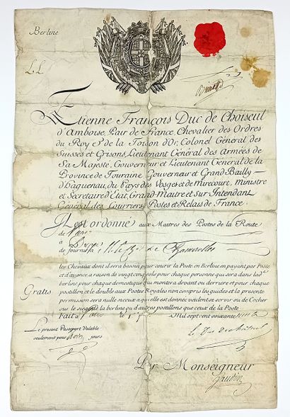 POSTE AUX CHEVAUX. Passeport à l’en-tête...