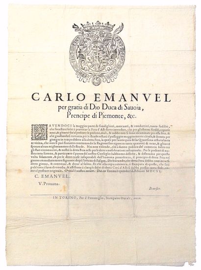 1606. SAVOIE. CHARLES EMMANUEL 1er, Duc de...