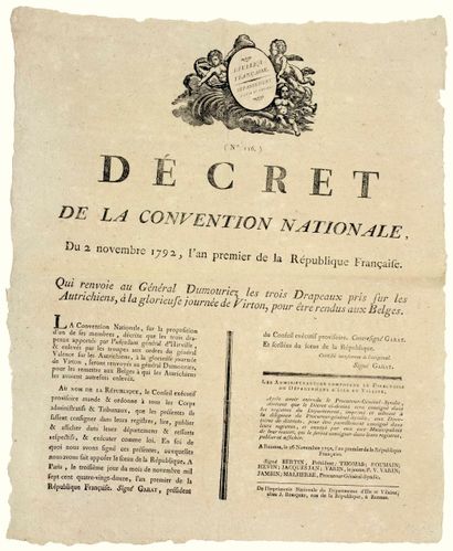 VICTOIRE EN BELGIQUE. 1792. DUMOURIER. GARAT...