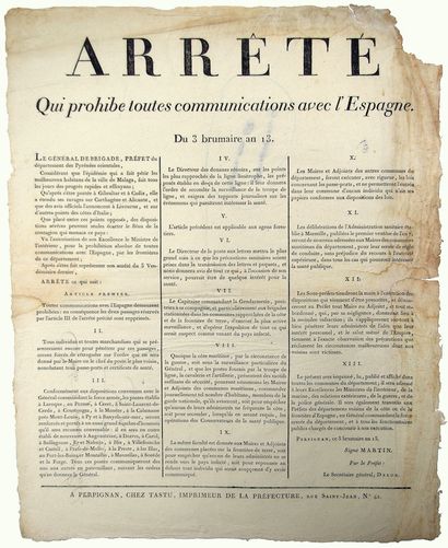 PYRÉNÉES ORIENTALES. 1804. ESPAGNE. ÉPIDÉMIE....