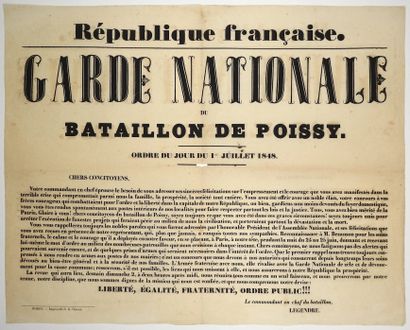 YVELINES. 1848. « GARDE NATIONALE du BATAILLON...