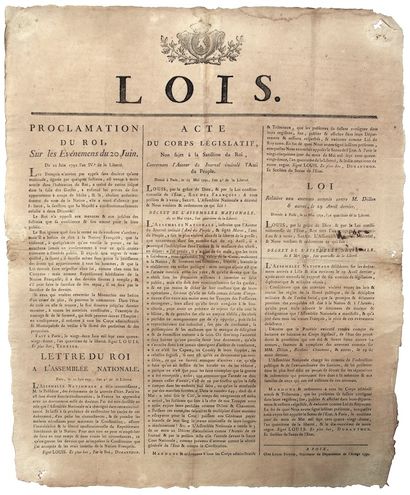 ARIÈGE. 1792. « LOIS : Proclamation du Roi...