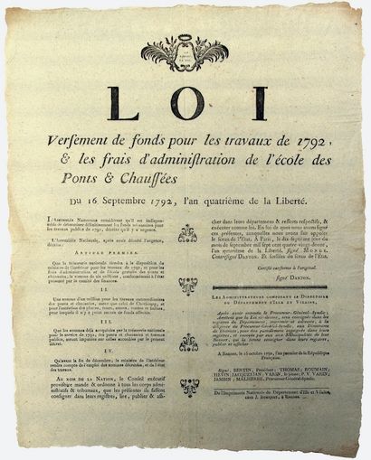 ÉCOLE DES PONTS et CHAUSSÉES. 1792. DANTON....