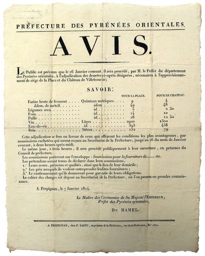 PYRÉNÉES ORIENTALES. 1814. Château de VILLEFRANCHE-DE-CONFLANT....