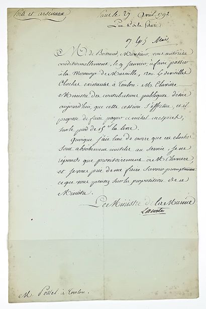 Jean de LACOSTE, Ministre de la Marine en...