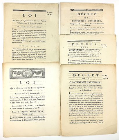 CHEVAUX, HARAS et CAVALERIE. 9 Lois ou décrets...