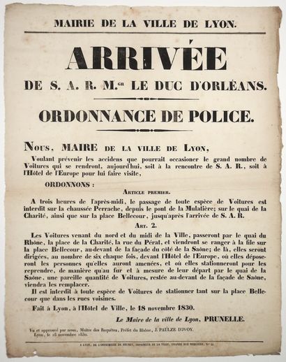 Ferdinand-Philippe d’ORLÉANS. MAIRIE DE LYON...
