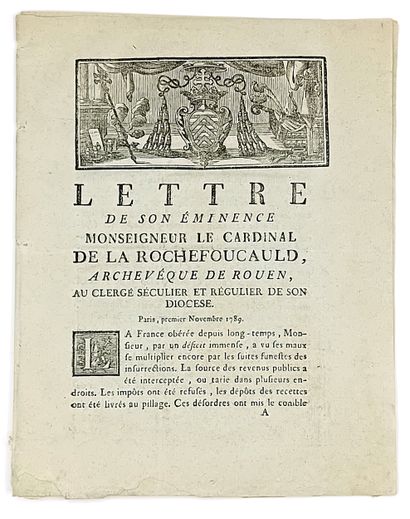 Cardinal DE LAROCHEFOUCAULD. « Lettre de...