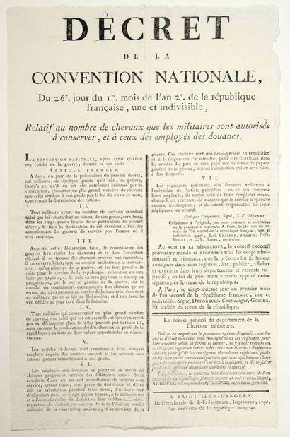DOUANE. CHEVAUX. 1793. « Décret de la Convention...