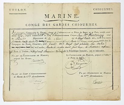 BAGNE DE TOULON (Var). Congé des Gardes CHIOURMES.,...