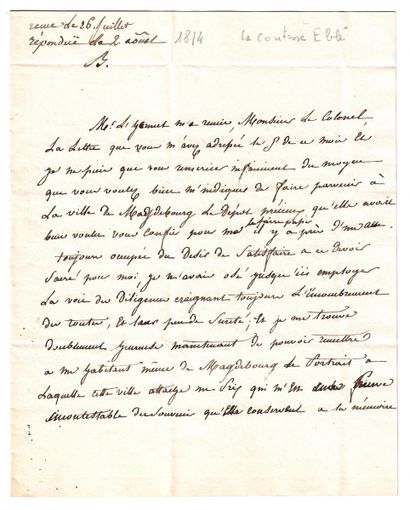 La Comtesse EBLÉ, née Édeline Louise Fréteau...