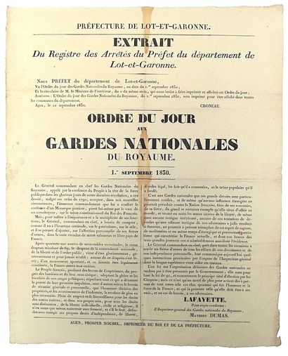 Général LA FAYETTE 1830. LOT-ET-GARONNE :...