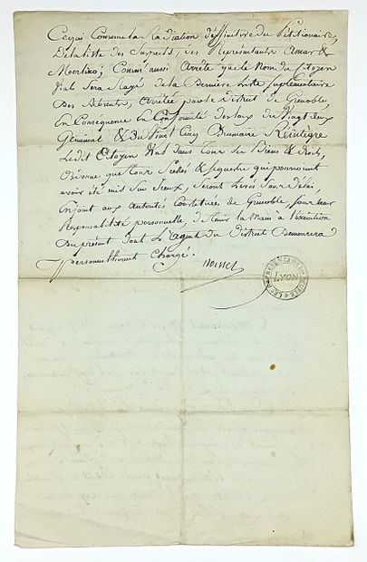 LYON, Rhône le 6 Floréal An 3 (25 Avril 1795)....
