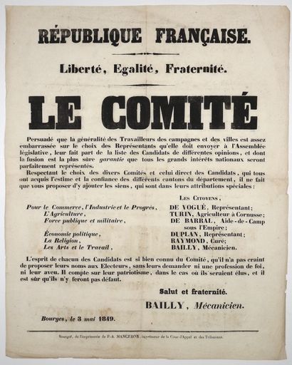 CHER. « LE COMITÉ » (D’UNION NATIONALE)....