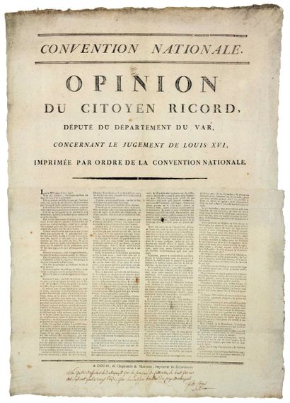 PROCÈS DU ROI LOUIS XVI, 1793. RICORD (Jean...
