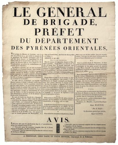 PYRÉNÉES ORIENTALES. 1801. « Le Général de...