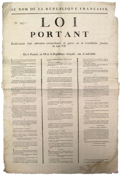 MEUSE. 1799. “LOI portant Établissement d’une...