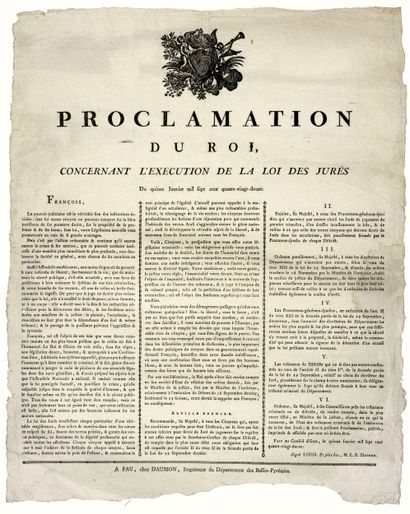 PYRÉNÉES ATLANTIQUES. 1792. LOI DES JURÉS....