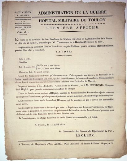 VAR. EMPIRE. 1810. « HÔPITAL MILITAIRE DE...