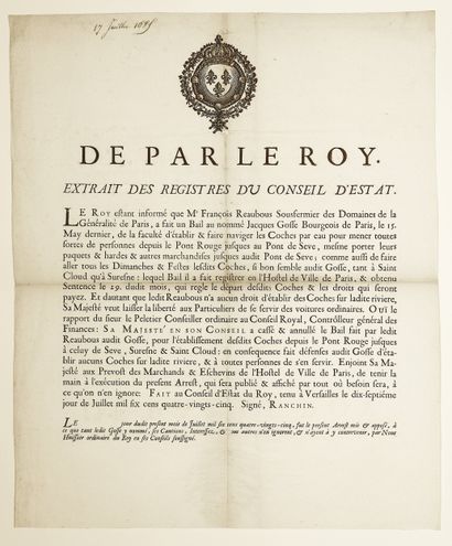 HAUTS-DE-SEINE. 1685. COCHE D’EAU SUR LA...