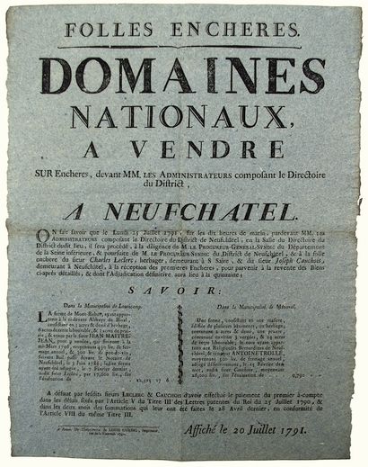 SEINE-MARITIME. 1791. DISTRICT DE NEUFCHÂTEL....