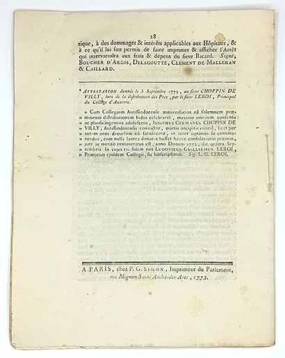 YONNE. AUXERRE. PROCÈS. « Mémoire à consulter...