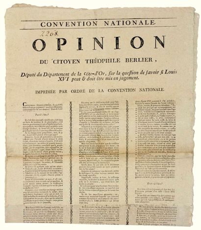 PROCÈS DU ROI LOUIS XVI, 1793. Théophile...