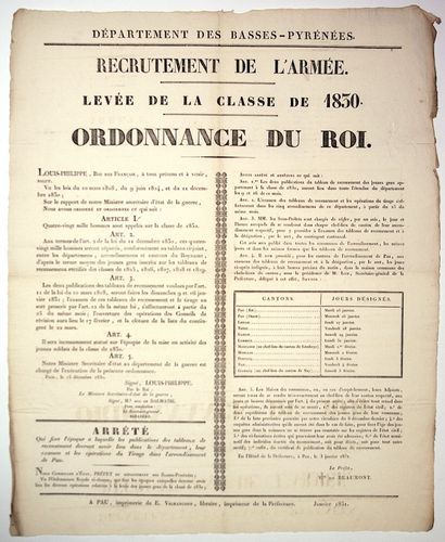 BASSES-PYRÉNÉES (64). 1831. Recrutement de...
