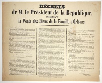 FAMILLE D’ORLÉANS. 1852. « Décrets de M....