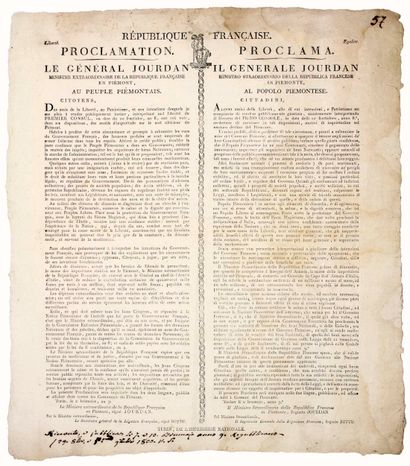 JOURDAN A L’ARMÉE D’ITALIE, 1800 – « Proclamation...