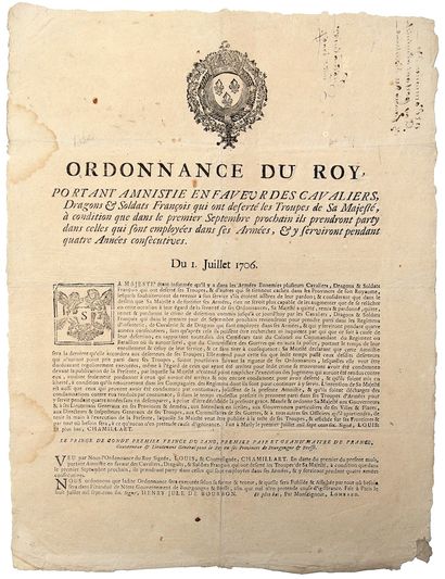 BOURGOGNE et BRESSE. 1706. « Ordonnance du...