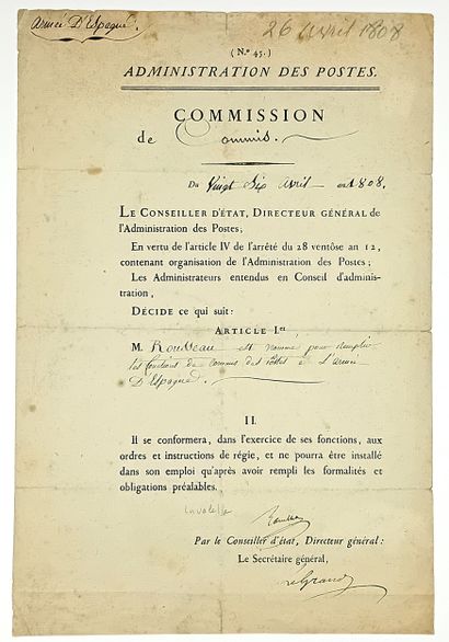EMPIRE. Comte de LAVALETTE (Antoine Maris...