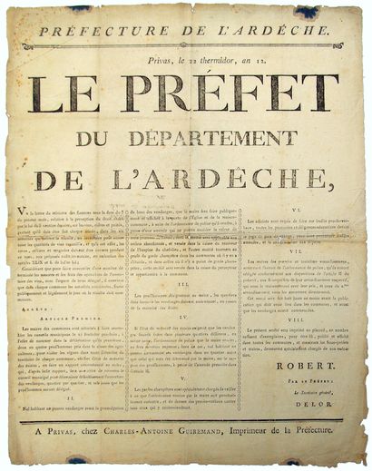 ARDÈCHE : Arrêté de ROBERT, le Préfet du...