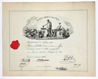 “SOCIÉTÉ MÉDICO-PRATIQUE DE PARIS”. Diplôme...