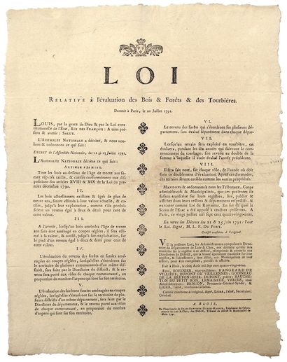 RÉVOLUTION. 1791. LOIR-ET-CHER. Loi relative...