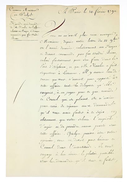 César Henri comte de LA LUZERNE (Paris 1737-1799)...