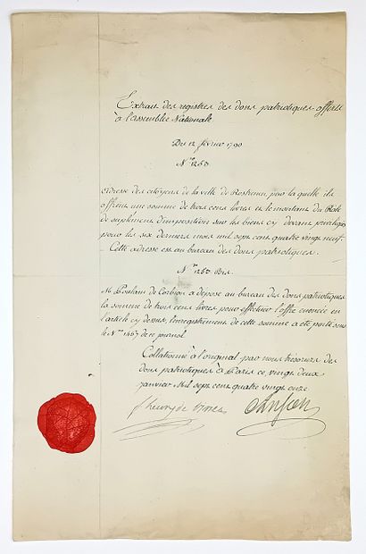 PARIS - DONS PATRIOTIQUES - Extrait des registres...