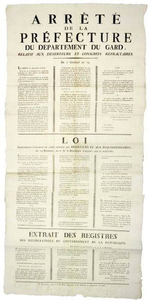 GARD. 1805. BONAPARTE Premier Consul : “Arrêté...