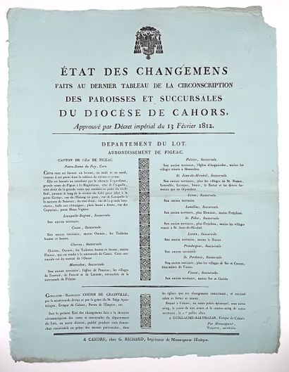 LOT. Diocèse de CAHORS. « État des Changements...