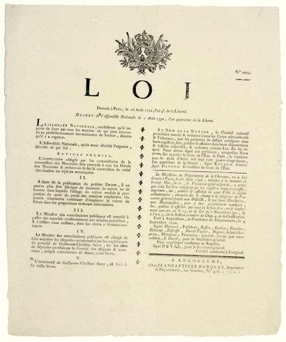 DANTON. 1792. CHARENTE. RÉQUISITION DES CLOCHES....