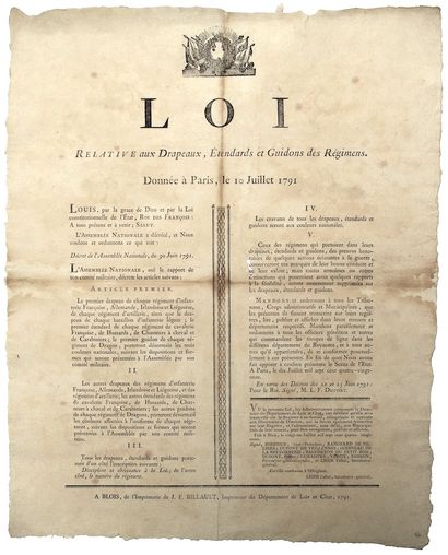 LOIR-ET-CHER. 1791. DRAPEAUX TRICOLORES DES...